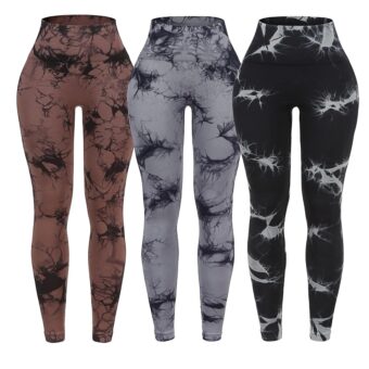 OVESPORT 3 Pack Tie Dye Seamless High Waisted Workout Leggings for Women Scrunch Butt Lifting Yoga Gym Athletic Pants