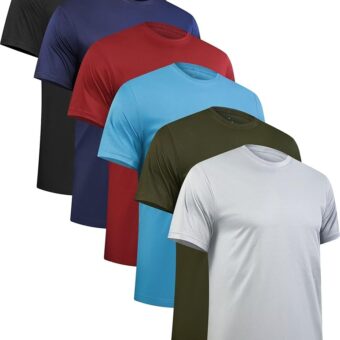 OYGSieg 6 Pack Workout Shirts for Men Short Sleeve Athletic Active Tops Quick Dry Crew Neck T Shirt for Running