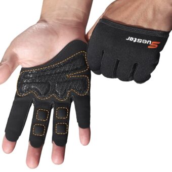 Partial Weight Lifting Gloves, 3/4 Finger Workout Gloves for Men Women, Full Palm Protection & Silicone Grip Gym Gloves for Weightlifting Exercise Fitness Smartwatch Friendly
