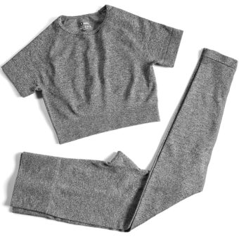 PINKSAVIOR Workout Sets for Women Two Piece Outfits Seamless High Waist Leggings Yoga Crop Tops Athletic Sports Gym Sets