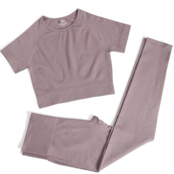 PINKSAVIOR Workout Sets for Women Two Piece Outfits Seamless High Waist Leggings Yoga Crop Tops Athletic Sports Gym Sets