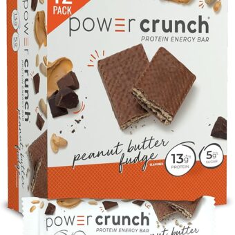 Power Crunch Protein Wafer Bars, High Protein Snacks with Delicious Taste, Peanut Butter Fudge, 1.4 Ounce (12 Count)