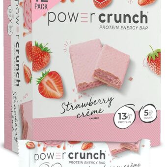 Power Crunch Protein Wafer Bars, High Protein Snacks with Delicious Taste, Strawberry Crème, 1.4 Ounce (12 Count)