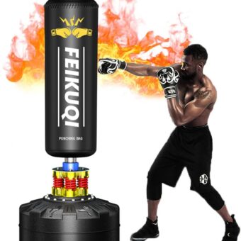 Punching Bag with Stand Adult 70", Feikuqi 205lbs Boxing Bag with Stand, Shock Absorber, Suction Cup Base, Punching Bag Stand for Adult, Standing Kickboxing Bag for Home Office Gym