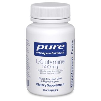 Pure Encapsulations L-Glutamine 500 mg - Supplement for Immune and Digestive Support, Gut Health and Lining, Metabolism, and Muscle Support* - with Free-Form L-Glutamine - 90...