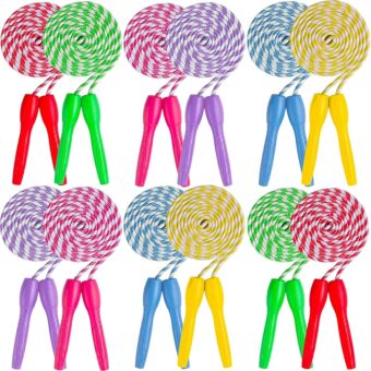 Ram Pro All Purpose Jump Rope Stripe Ropes With Plastic Handles for any Skill Level, Men, Women & Kids Best For Sports, Outdoors, Fitness, Exercise, Fun, Play, Toy, Assorted Colors