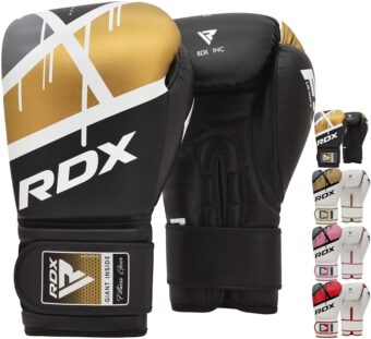 RDX Boxing Gloves EGO, Sparring Muay Thai Kickboxing MMA Heavy Training Mitts, Maya Hide Leather, Ventilated, Long Support, Punching Bag Workout Pads, Men Women Adult 8 10 12 14...