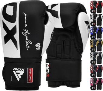 RDX Boxing Gloves, Maya Hide Leather Training Gloves for Muay Thai, Kickboxing, Sparring, Punch Bag, Punch Bag, Kickboxing Gloves, Martial Arts Training, Home Gym, Men, Women, 8...