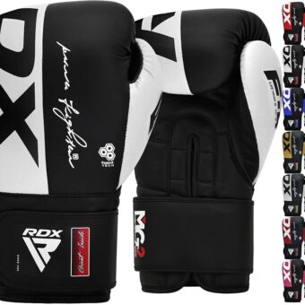 RDX Boxing Gloves, Maya Hide Leather Training Gloves for Muay Thai, Kickboxing, Sparring, Punch Bag, Punch Bag, Kickboxing Gloves, Martial Arts Training, Home Gym, Men, Women, 8...