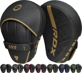 RDX Boxing Pads Curved Focus Mitts, Maya Hide Leather Kara Hook and jab Training Pads, Adjustable Strap Ventilated, MMA Muay Thai Kickboxing Coaching Martial Arts Punching Hand...