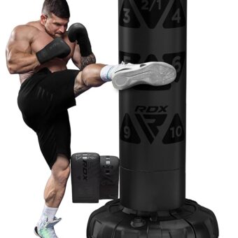 RDX XXL 330LBS Target Freestanding Punching Bag with Cover & Gloves – 72” Adult Heavy Pedestal Punch Bag Set - 17 Suction Cup 8 Extended Legs Stand Base - Kick Boxing MMA Muay...