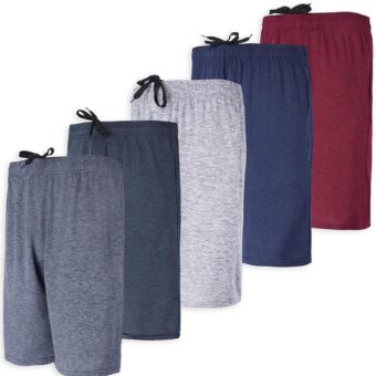 Real Essentials 5 Pack: Men's Dry-Fit Sweat Resistant Active Athletic Performance Shorts