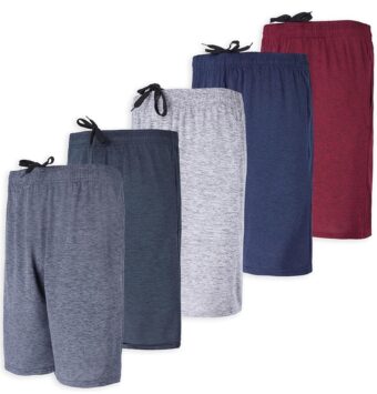 Real Essentials 5 Pack: Men's Dry-Fit Sweat Resistant Active Athletic Performance Shorts