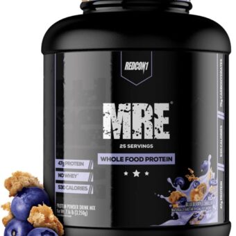 REDCON1 MRE Protein Powder, Blueberry Cobbler - Meal Replacement Protein Blend Made with MCT Oil & Whole Foods - Protein with Natural Ingredients to Aid in Muscle Recovery (25...