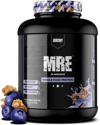 REDCON1 MRE Protein Powder, Blueberry Cobbler - Meal Replacement Protein Blend Made with MCT Oil & Whole Foods - Protein with Natural Ingredients to Aid in Muscle Recovery (25...