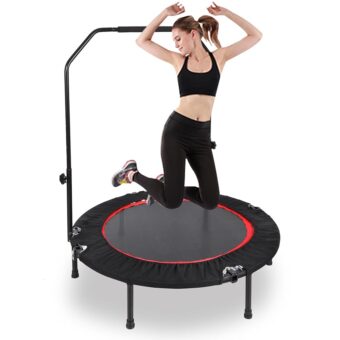 RedSwing Mini Trampolines Rebounder for Adults, Foldable Fitness Trampoline with Adjustable Handle for Indoor/Garden/Workout, 40" Red,50" Orange…