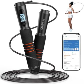 RENPHO Smart Jump Rope - APP Data Storage & Tracking & Analysis, Tangle-Free Jumping Rope for Men, Women, Skipping Rope with Counter, Adjustable workout Jump Ropes for Crossfit,...