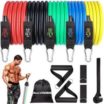 Resistance Bands, Resistance Band Set, Workout Bands, Exercise Bands for Men and Women, Exercise Bands with Door Anchor, Handles, Legs Ankle Straps for Muscle Training, Physical...