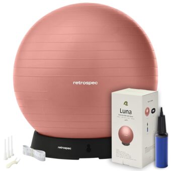 Retrospec Luna Exercise Ball, Base & Pump/Ball & Pump with Anti-Burst Material - Fitness Gym Swiss Ball - Perfect for Balance, Stability, Yoga, Pilates, Pregnancy & Birthing