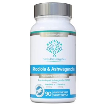 Rhodiola & Ashwagandha with L-Theanine - Award Winning Ashwagandha KSM-66 600mg & 1500mg Rhodiola (3% Rosavins - 1% Salidrosides) whole root equivalent- adaptogen combo- No...