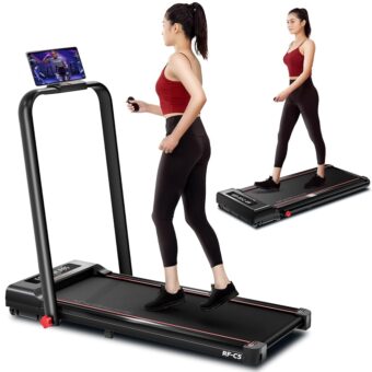 RHYTHM FUN Foldable Treadmill, 300 lb Capacity Walking Pad 2.5HP Treadmill Under Desk, Portable Treadmill for Home and Office, Folding Treadmill 2 in 1 with Remote Control, LED...