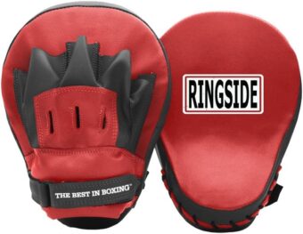 Ringside Curved Boxing MMA Punch Mitts (Pair) Red, 10.5"