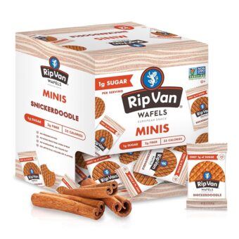 Rip Van Wafels Snickerdoodle Mini Stroopwafels - Low Carb Snacks (3g Net Carbs) - Non GMO Snack - Keto Friendly - Office Snacks - Low Calorie Snack (37 Calories) - Low Sugar...