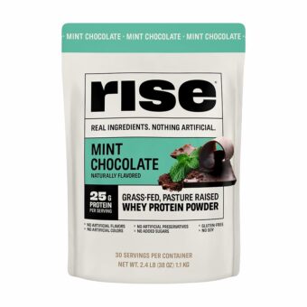 Rise Grass-Fed Whey Protein Powder - Mint Chocolate | 25g Protein No Artificial Flavors, Colors, or Preservatives - Sugar Free, Gluten-Free, Soy Free (2.4 lbs)