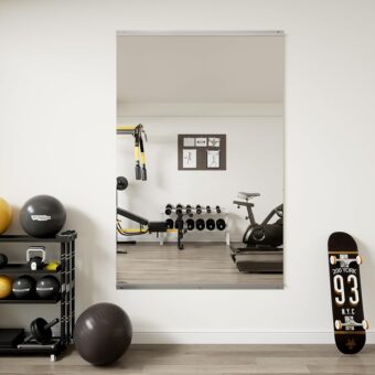 ROOMTEC Workout Mirrors for Home Gym 24'x48'', Large Wall Mirror Full Length for Fitness, Yoga, Big Wall Mounted Frameless Glass Mirror for Garage, Dance Studio, Bedroom