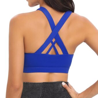 RUNNING GIRL Sports Bra for Women, Criss-Cross Back Padded Strappy Sports Bras Medium Support Yoga Bra with Removable Cups