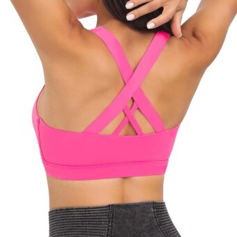 RUNNING GIRL Sports Bra for Women, Criss-Cross Back Padded Strappy Sports Bras Medium Support Yoga Bra with Removable Cups
