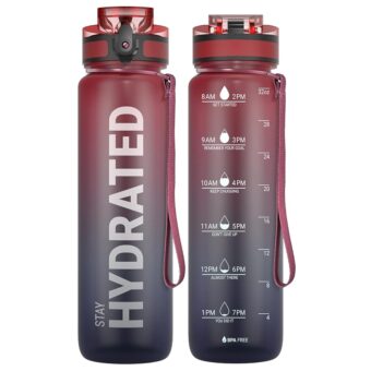 Sahara Sailor Water Bottle 32oz, Durable and Leakproof Water Bottles Motivational with Time Marker, Tritan, BPA Free, Wide Mouth with Easy Clean Brush for Gym, Travel, Home,...