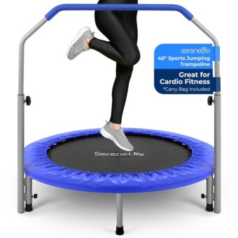 SereneLife 36"/40" Foldable Mini Trampoline - Compact Fitness Trampoline for Kids Adults, Exercise Rebounder with Foam Handle, Indoor/Garden Workout Equipment, Max Load...