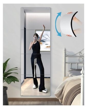 Shatterproof Wall Mirror Full Length for Bedroom, Plexiglass Gym Mirrors For Home, Extra Thick: 0.12 inch, 14 x 14 inch x 4 Pcs, Workout Mirrors Safe for Kids, Over The Door,...