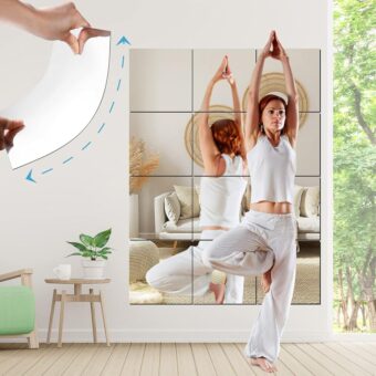 SLDIYWOW Home Gym Mirror Tiles, 36Pcs, 12''x12'' Acrylic, Wall Mounted, Shatterproof, Home Workout, Door, Full Length Mirror