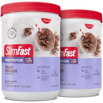 SlimFast High Protein Meal Replacement Shake Powder, 12 Servings (Pack of 2), Advanced Nutrition Smoothie Mix, Digestive Support, Gluten Free, Creamy Chocolate, 20g of Protein...