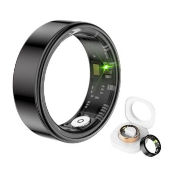 Smart Ring Health Tracker, Anillo Inteligente para Hombre, Health Rings for Women & Men, Long Lasting Batteries Sleep Ring, Waterproof Fitness Tracker (Black, 12)