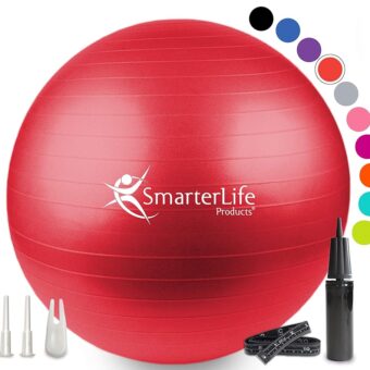 SmarterLife Exercise Ball Yoga Ball for Fitness, Balance, Stability, or Pregnancy, Gym Ball for Core Workout, Physical Therapy, Yoga Ball Chair for Office, Anti-Slip Anti-Burst
