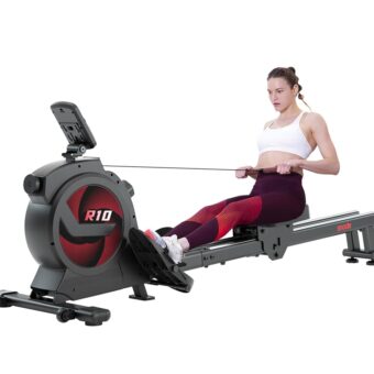 SNODE Rowing Machine for Home Use, Rower with LCD Monitor, Ergonomic Seat, Dual Rail, HIgh Weight Capacity