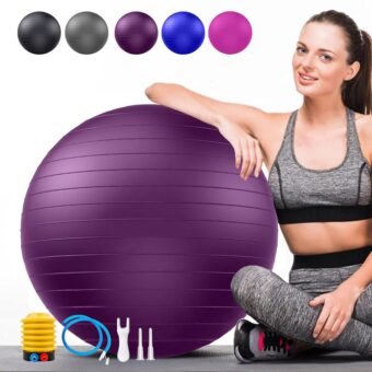 Soft Exercise ball, Anti-Burst Yoga Ball Chair Supports 2200lbs, Stability Swiss Ball w/ Pump for Pregnancy Birthing, Excersize, Workout, Fitness, Balance, Gym, Physio, Abs...