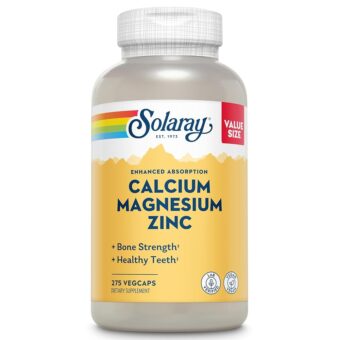 SOLARAY Calcium Magnesium Zinc Supplement - with Calcium 1000mg, Magnesium 500mg - Bone Health, Muscle Function, Heart Health and Immune Support - Vegan, 60 Day Guarantee, 68...