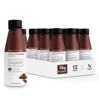 Soylent Chocolate Meal Replacement Shake, Contains 16g Complete Vegan Protein, Ready-to-Drink, 11oz, 12 Pack