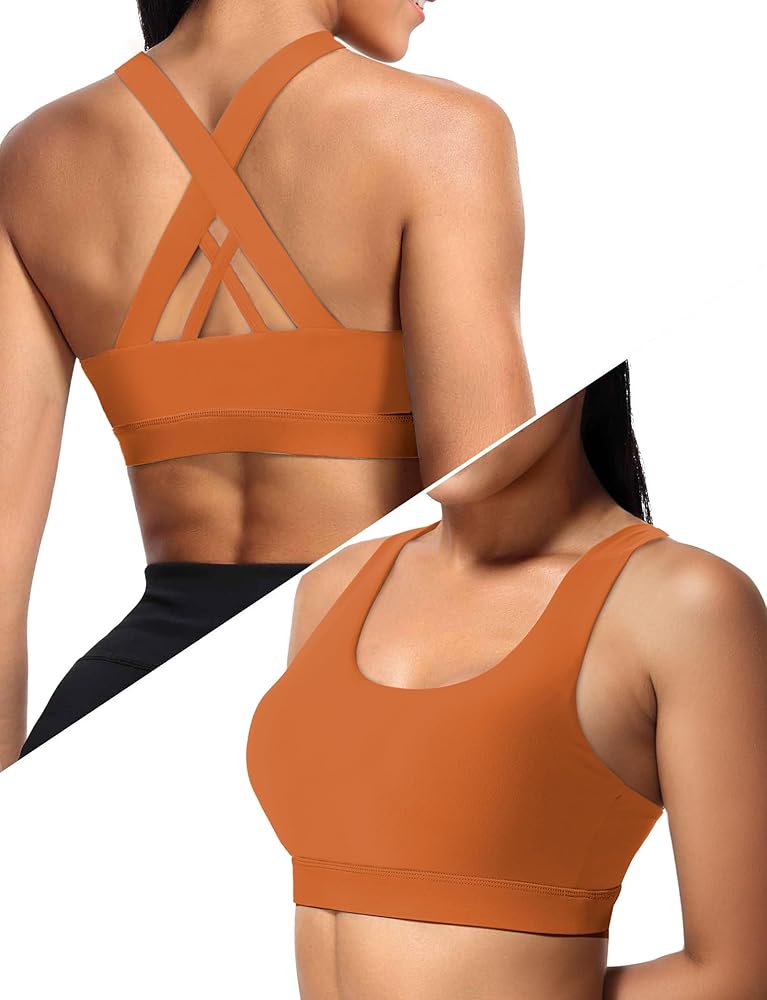 Sports Bras for Women, High Support Criss Cross Back Bras for Large Bust, High Impact Strappy Yoga Workout Bra