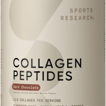 Sports Research Collagen Peptides - Hydrolyzed Type 1 & 3 Collagen Powder Protein Supplement for Healthy Skin, Nails, & Joints - Easy Mixing Vital Nutrients & Proteins, Collagen...