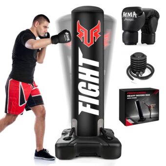 Standing Punching Bag for Adults, Upgrated Base Heavy Bag Boxing Training Equipment with MMA Gloves and Pump, 0.7mm Thickening Material Kicking Bag for Home Gym Workout Muay...