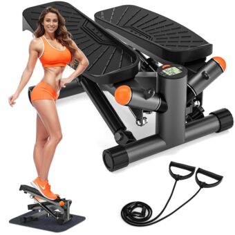 Steppers for Exercise at Home, Adjustable Height Mini Stair Stepper with Resistance Bands,Twist Stepper with 350lbs Loading Capacity, Exercise Equipment for Full Body Workout...