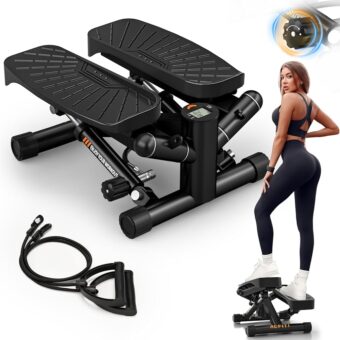 Steppers for Exercise at Home,Adjustable Resistance Stair Stepper with Resistance Bands,Mini Stepper with 350lbs Loading Capacity,Twist Stepper Portable Exercise Equipment for...