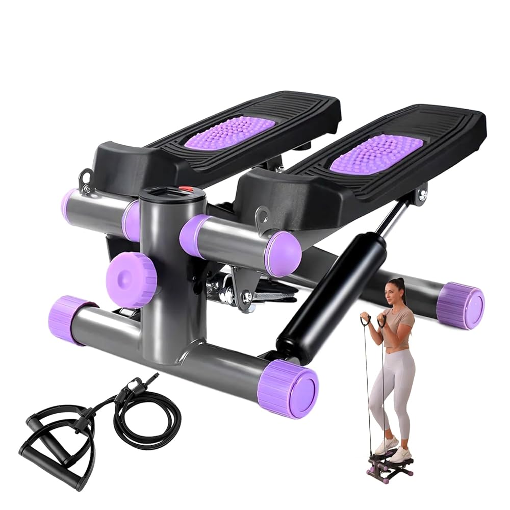 Steppers for Exercise at Home, Mini Stepper with Resistance Bands Quiet Portable Stair Stepper for Buttocks Lifting and Body Shaping