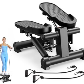 Steppers for Exercise at Home, Mini Stepper with Resistance Bands, Stair Stepper with 300LBS Loading Capacity, Step Fitness Machines with LCD Monitor
