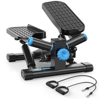 Steppers for Exercise at Home, Twist Stepper with 350LBS Loading Capacity, Mini Stepper with Resistance Bands, Hydraulic Fitness Stair Stepper for Home with LCD Monitor